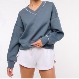 Abercrombie & Fitch YPB neoKNIT Blue V-neck Sweatshirt - Sz M - NWT